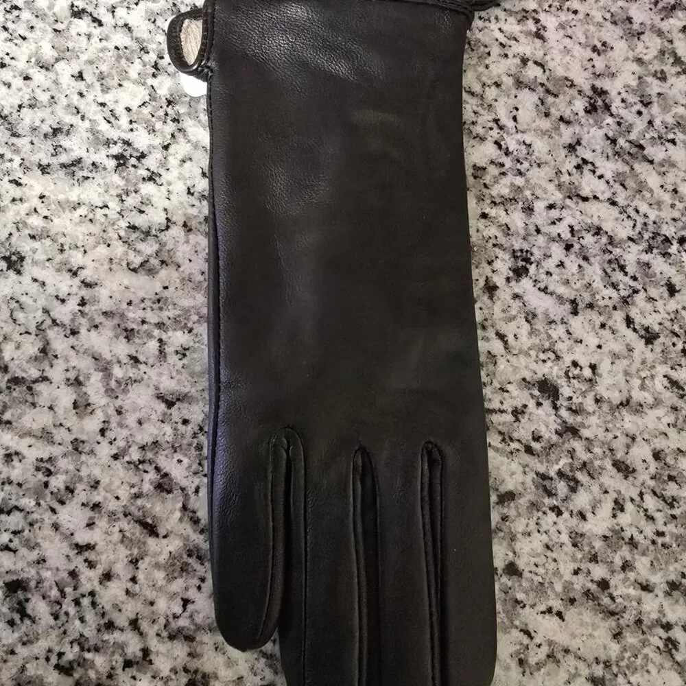 New Luxury Italian Soft Leather Gloves Fleece Lined Economic Black for Women